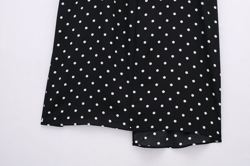 Fashion Black Polka Dot Print Suspender Long Skirt,Long Dress
