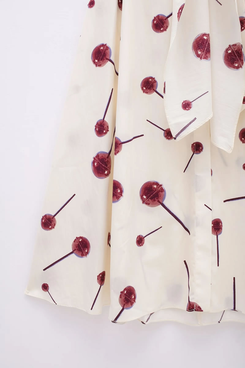 Fashion Printing Blended Printed Lapel Lace-up Maxi Skirt,Long Dress