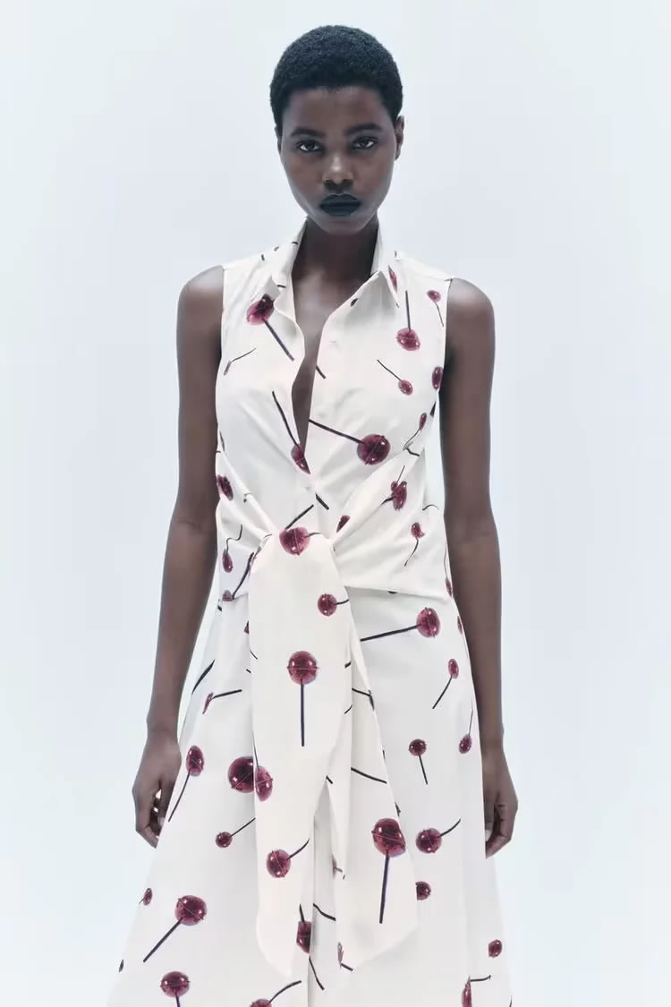 Fashion Printing Blended Printed Lapel Lace-up Maxi Skirt,Long Dress