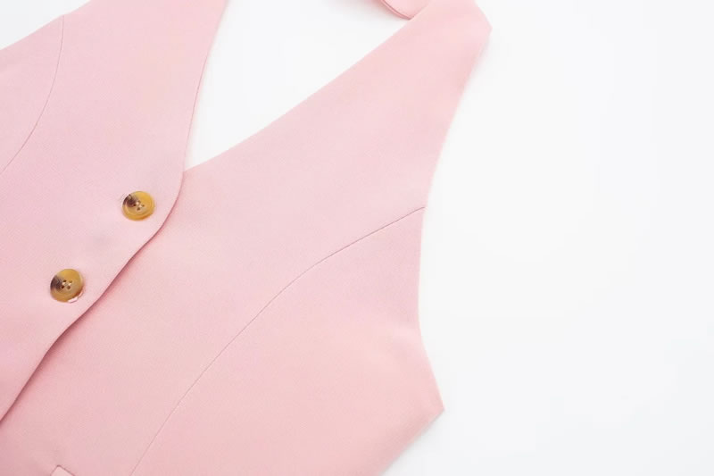 Fashion Pink Blend Halterneck Tank Top,Tank Tops & Camis