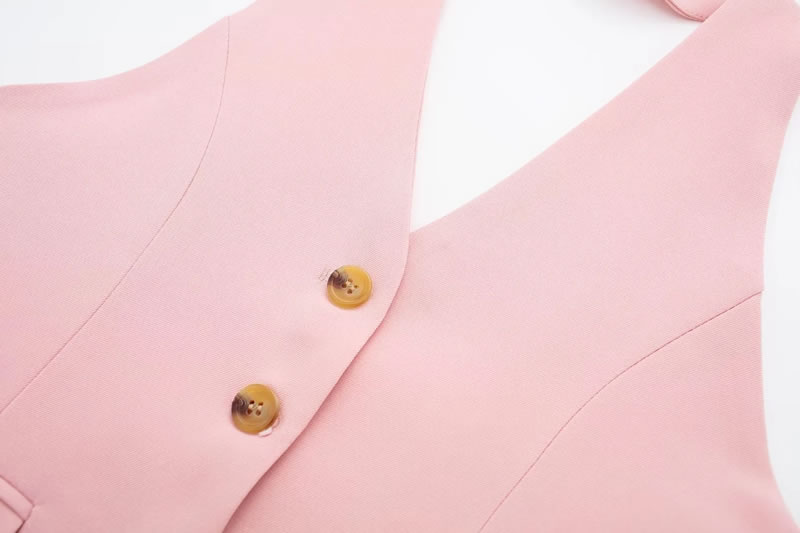 Fashion Pink Blend Halterneck Tank Top,Tank Tops & Camis
