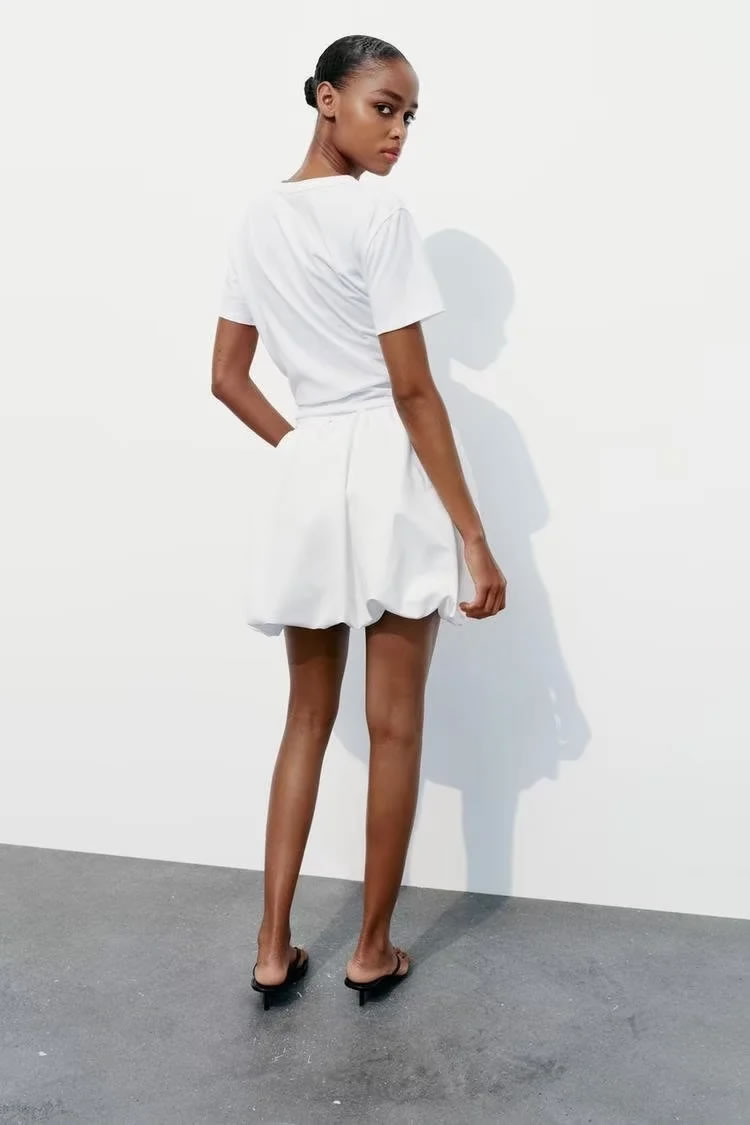 Fashion White Blended Lantern Skirt,Skirts