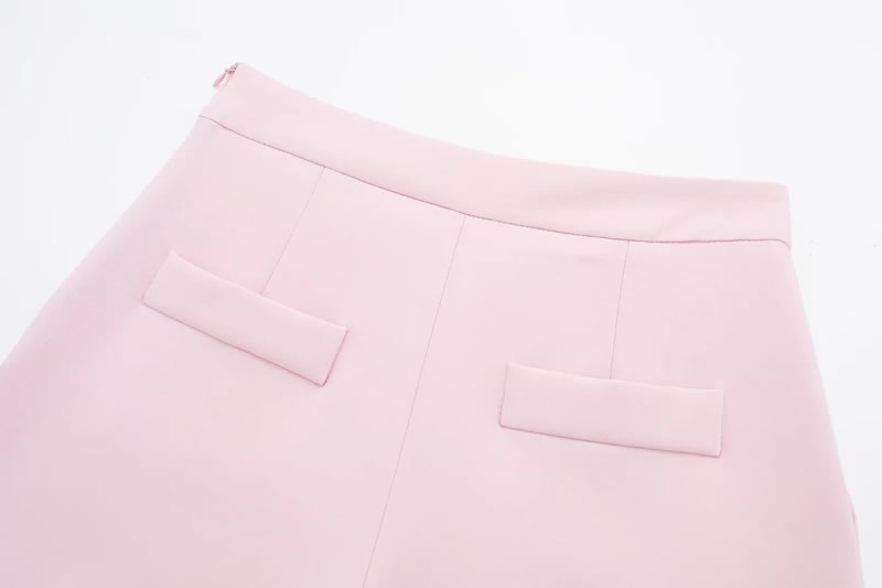 Fashion Pink Blend Pleated Shorts,Shorts
