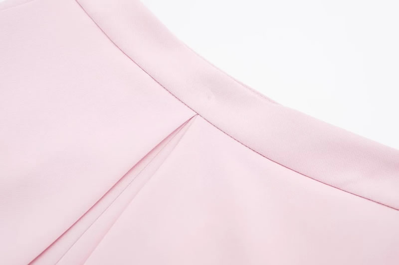 Fashion Pink Blend Pleated Shorts,Shorts