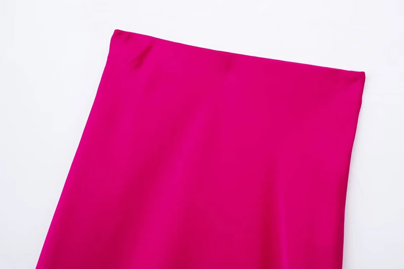 Fashion Magenta Blended Curved Skirt,Skirts
