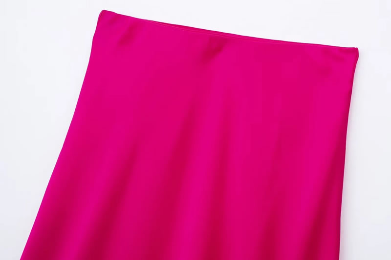Fashion Pink Blended Curved Skirt,Skirts