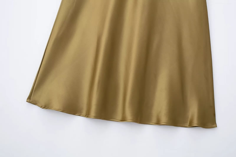 Fashion Tea Green Blended Curved Skirt,Skirts