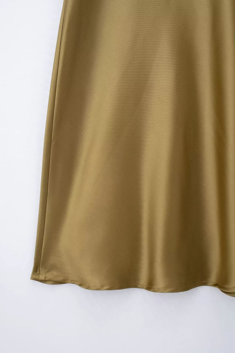 Fashion Khaki Blended Curved Skirt,Skirts