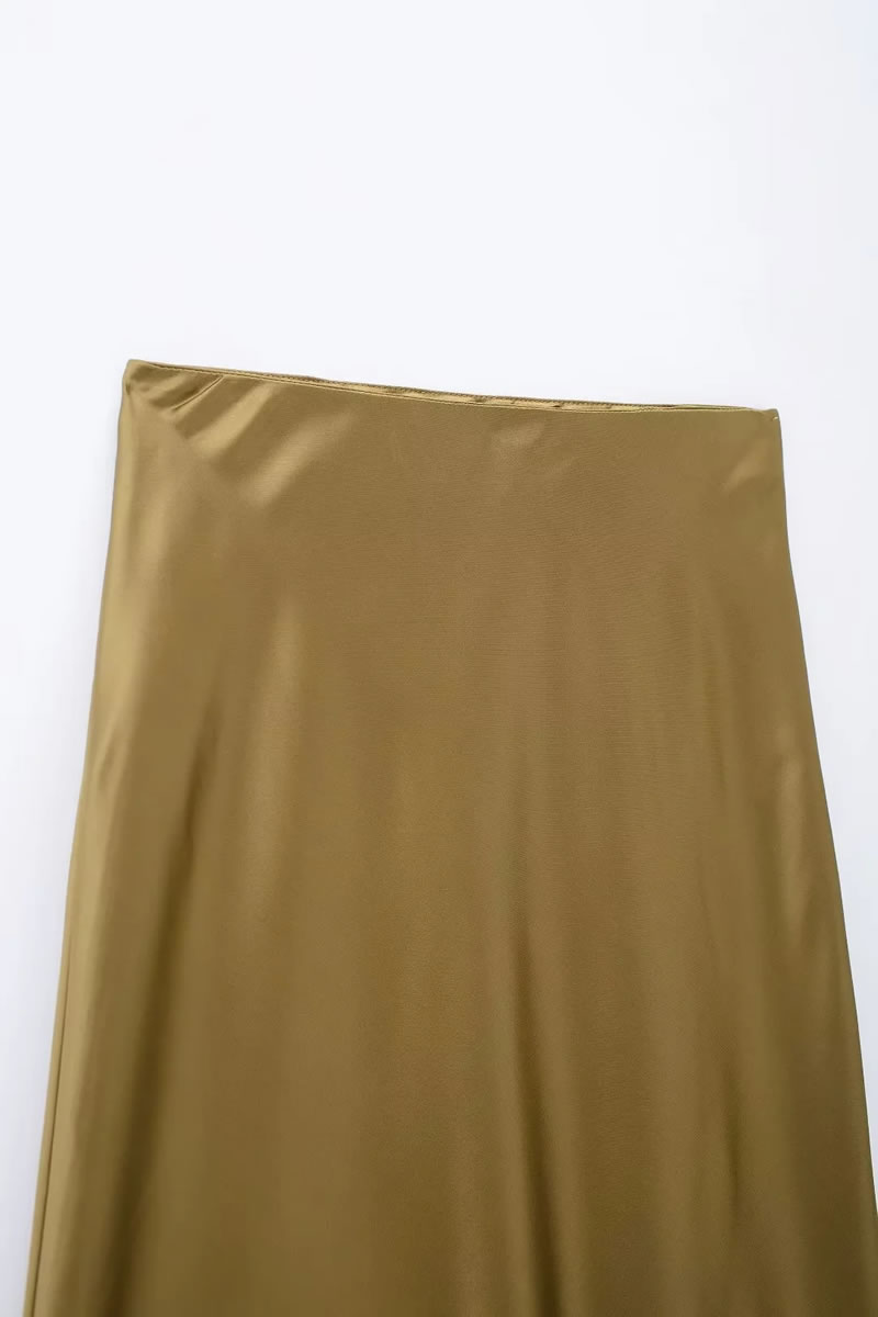 Fashion Apple Green Blended Curved Skirt,Skirts