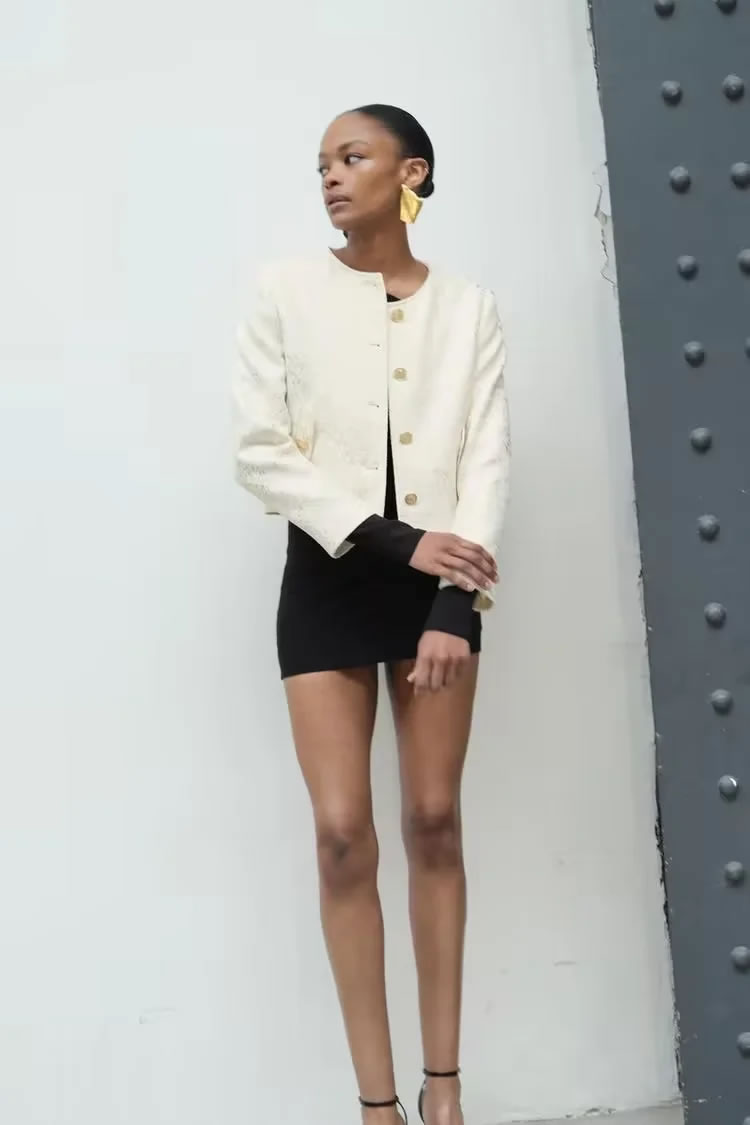 Fashion Off White Foil-breasted Blazer,Suits