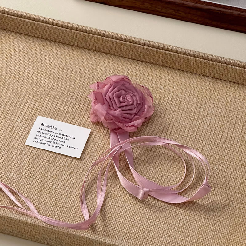 Fashion Pink Nylon Flower Necklace,Pendants