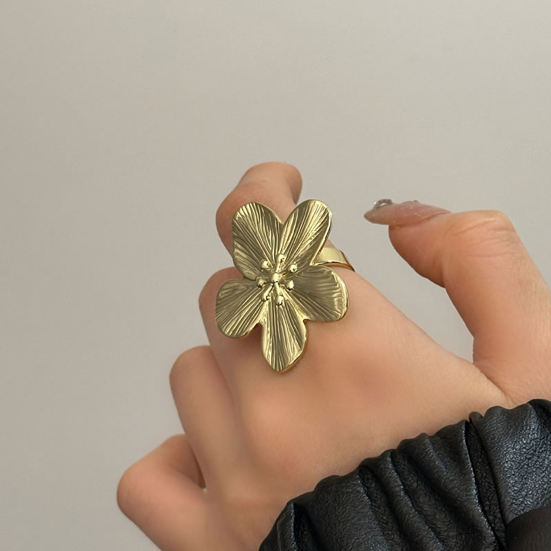 Fashion Silver Model Copper Flower Open Ring,Rings