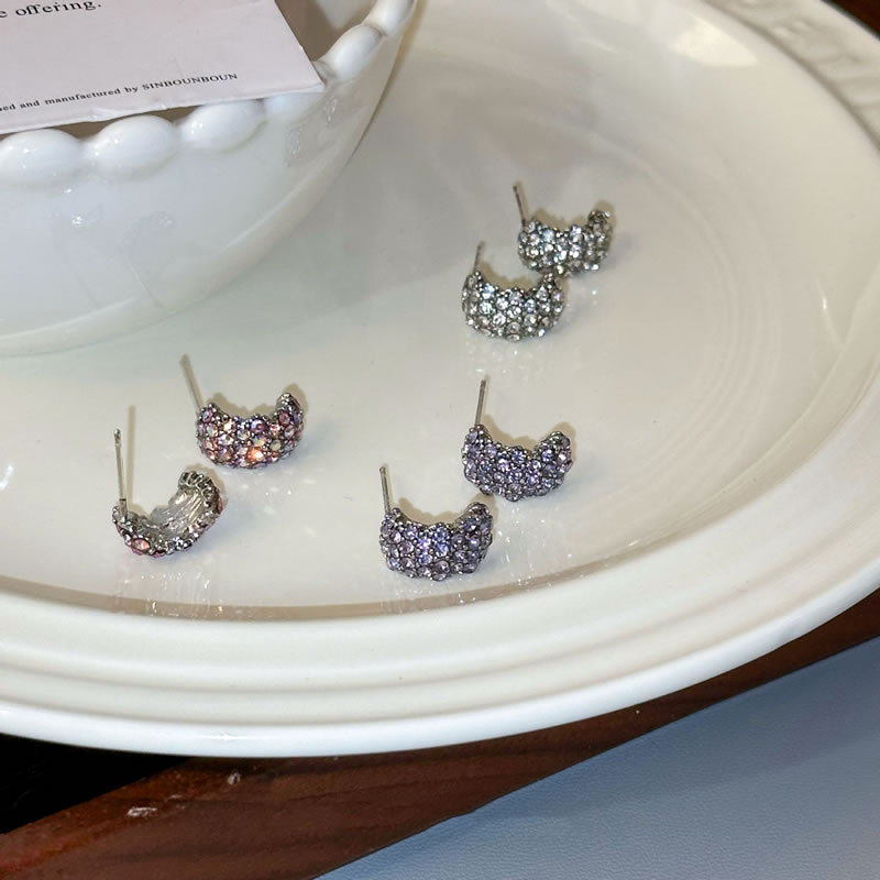 Fashion Purple Copper Diamond Geometric Stud Earrings,Earrings