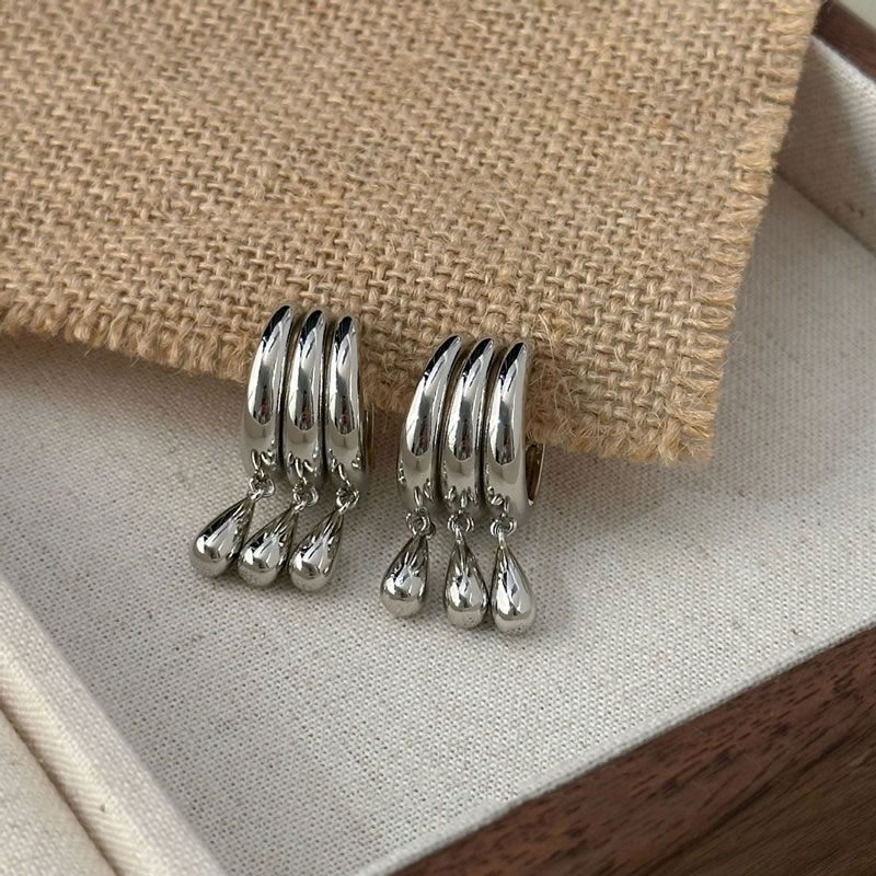 Fashion Silver Copper Geometric Teardrop Earrings,Earrings