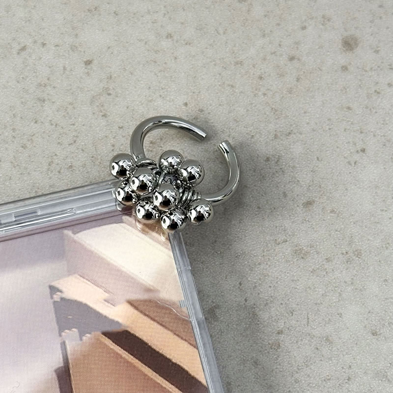 Fashion Silver Metal Beaded Geometric Ring,Rings
