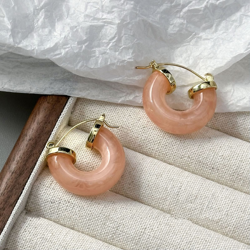 Fashion Pink Copper Geometric Round Earrings,Earrings