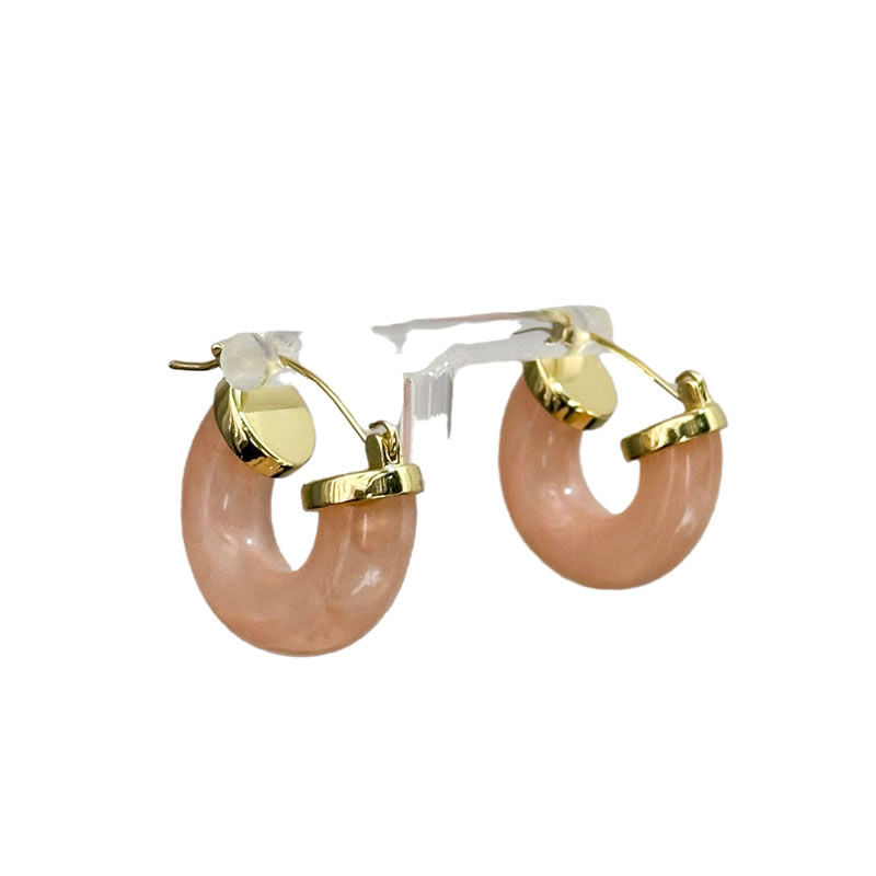 Fashion Pink Copper Geometric Round Earrings,Earrings