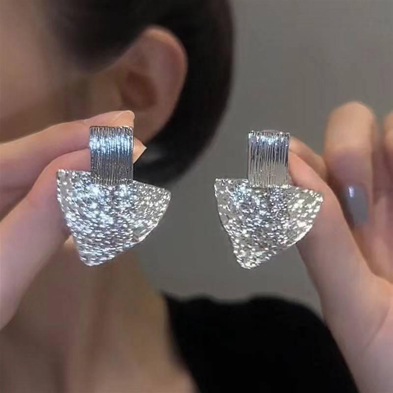 Fashion Silver Metal Triangle Earrings,Earrings