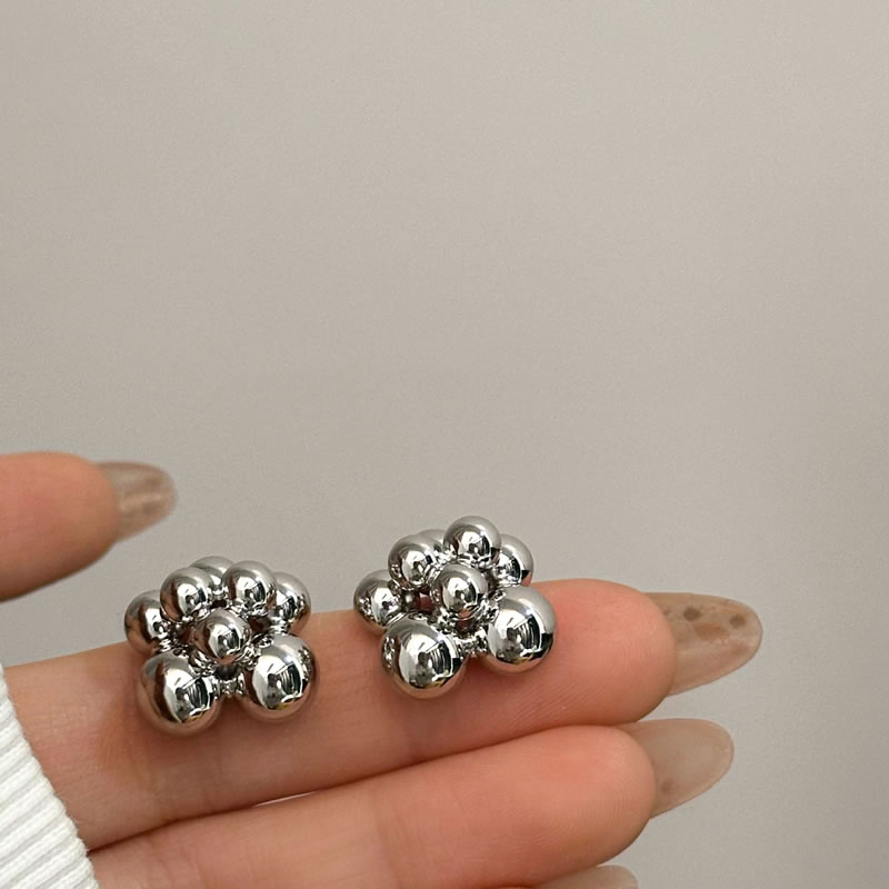 Fashion Silver Metal Bead Earrings,Earrings