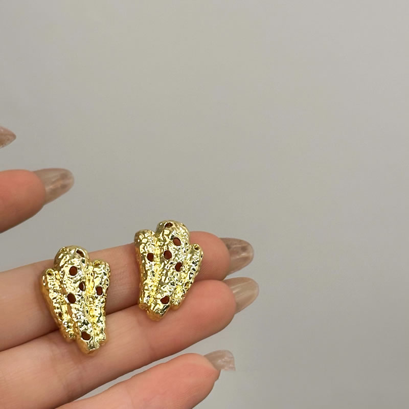 Fashion Gold Copper Cactus Hollow Stud Earrings,Earrings