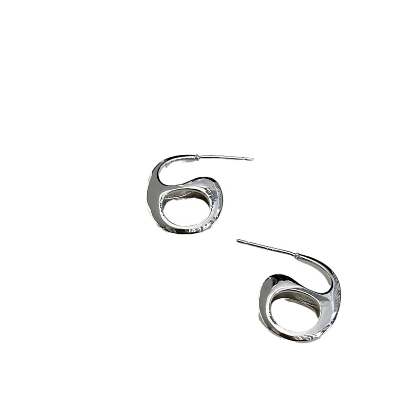 Fashion Silver Titanium Steel Smooth Hollow Stud Earrings,Earrings