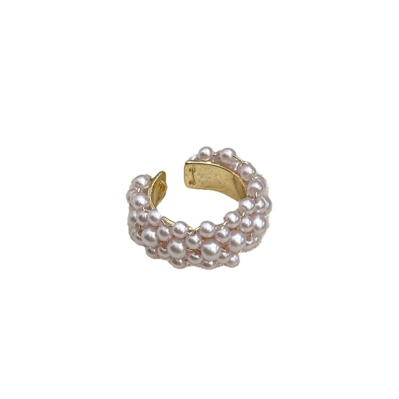 Fashion Silver Pearl Braided Open Ring,Rings
