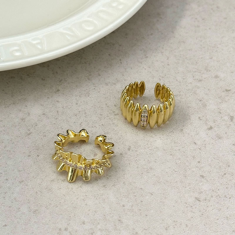 Fashion Water Drop Gold Copper Set Zirconium Geometric Open Ring,Rings