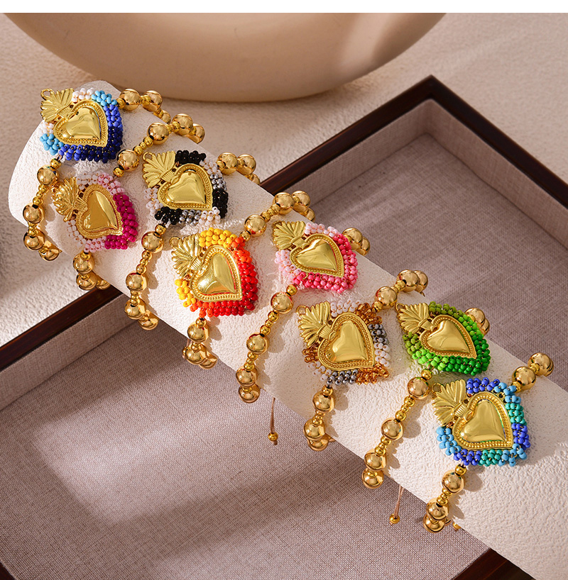 Fashion Pink Contrast Color Rice Beads Irregular Love Pendant Bead Braided Bracelet (6mm),Bracelets