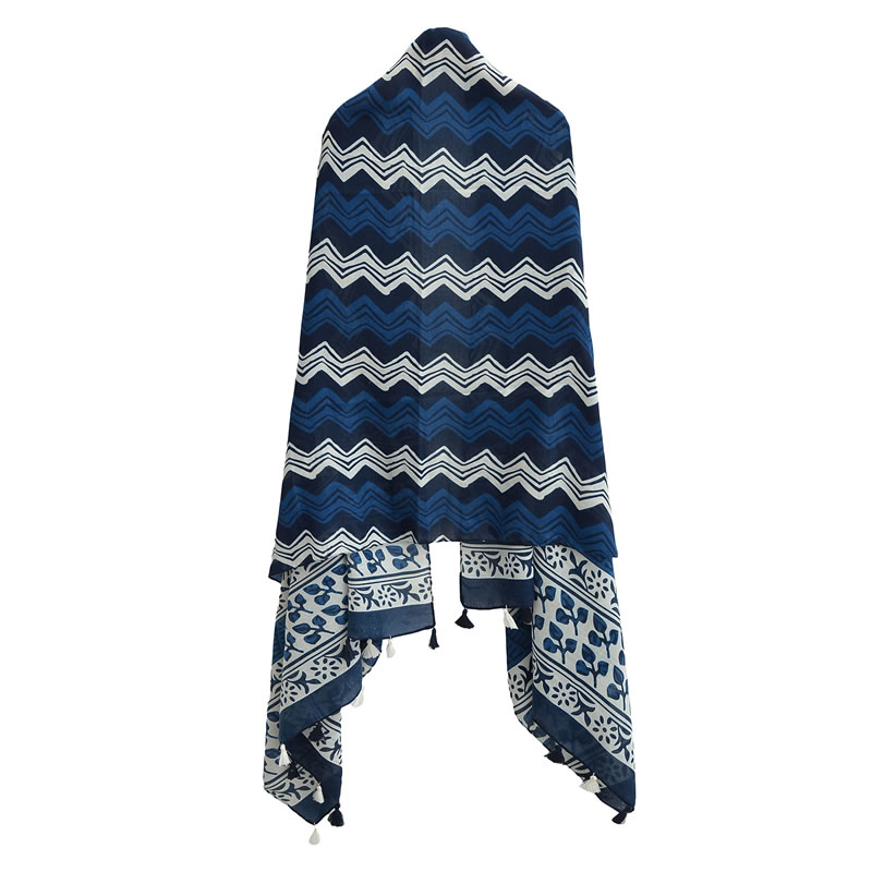 Fashion Middle Wavy Pattern Cotton Printed Fringed Scarf,Thin Scaves
