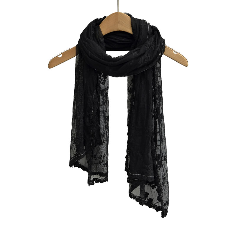 Fashion Black All Lace Printed Scarf,Thin Scaves