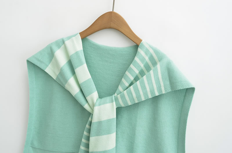 Fashion Pea Green Striped Knitted Shawl,knitting Wool Scaves