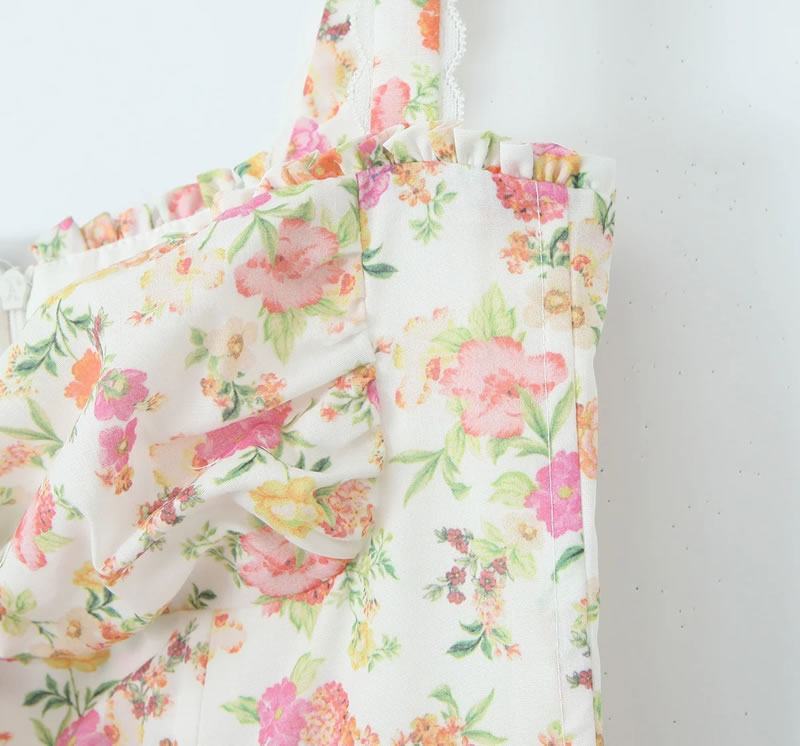 Fashion Color Cotton Printed Suspender Maxi Skirt,Long Dress