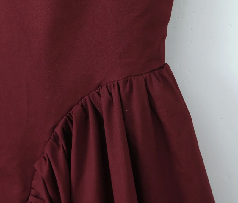Fashion Claret Halter Neck Strappy Skirt,Mini & Short Dresses