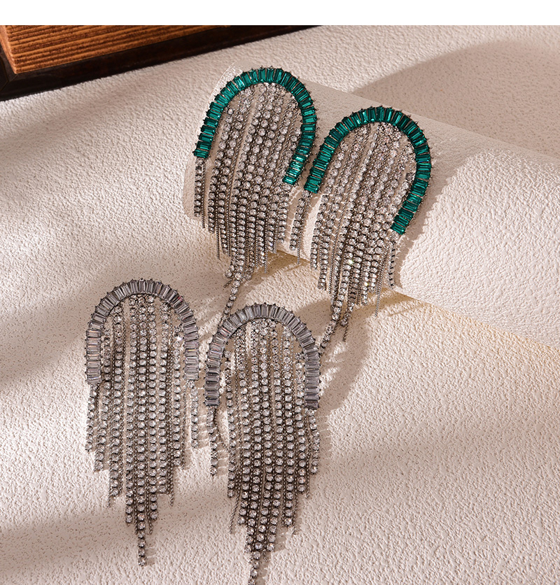 Fashion Silver Alloy Diamond Geometric Tassel Earrings,Drop Earrings