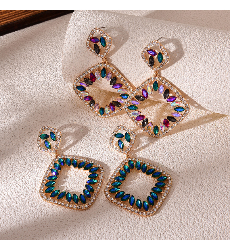 Fashion Blue Alloy Diamond-shaped Drop Earrings,Drop Earrings