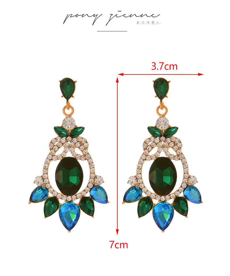 Fashion Blue Alloy Diamond Geometric Earrings,Drop Earrings
