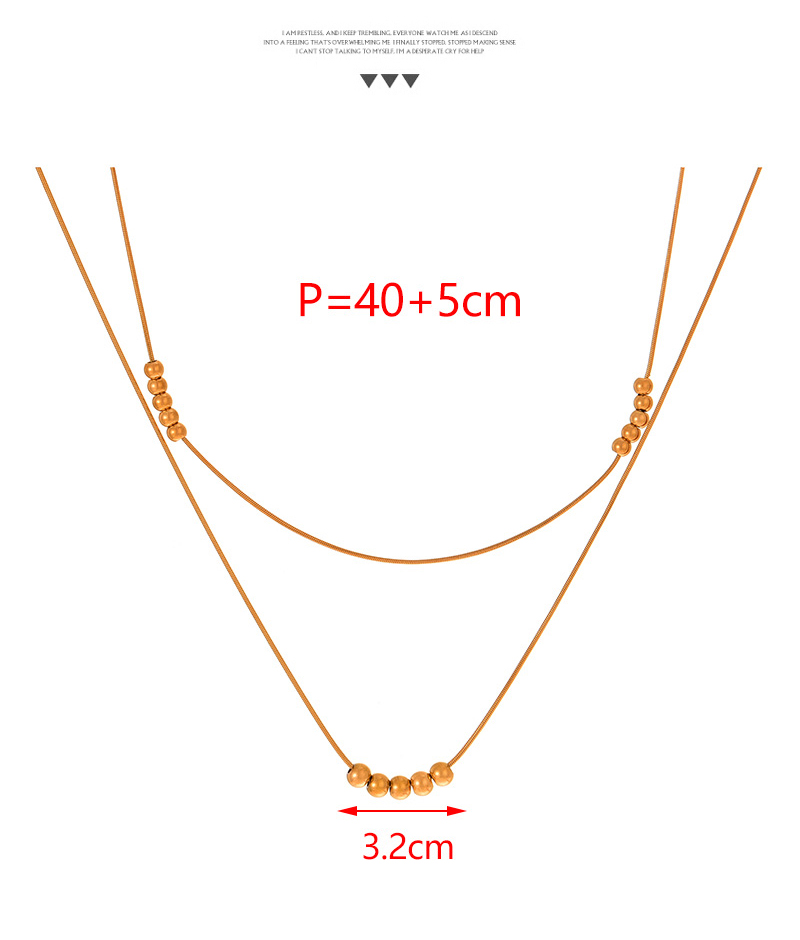 Fashion Silver Titanium Steel Double Chain Bead Necklace,Necklaces