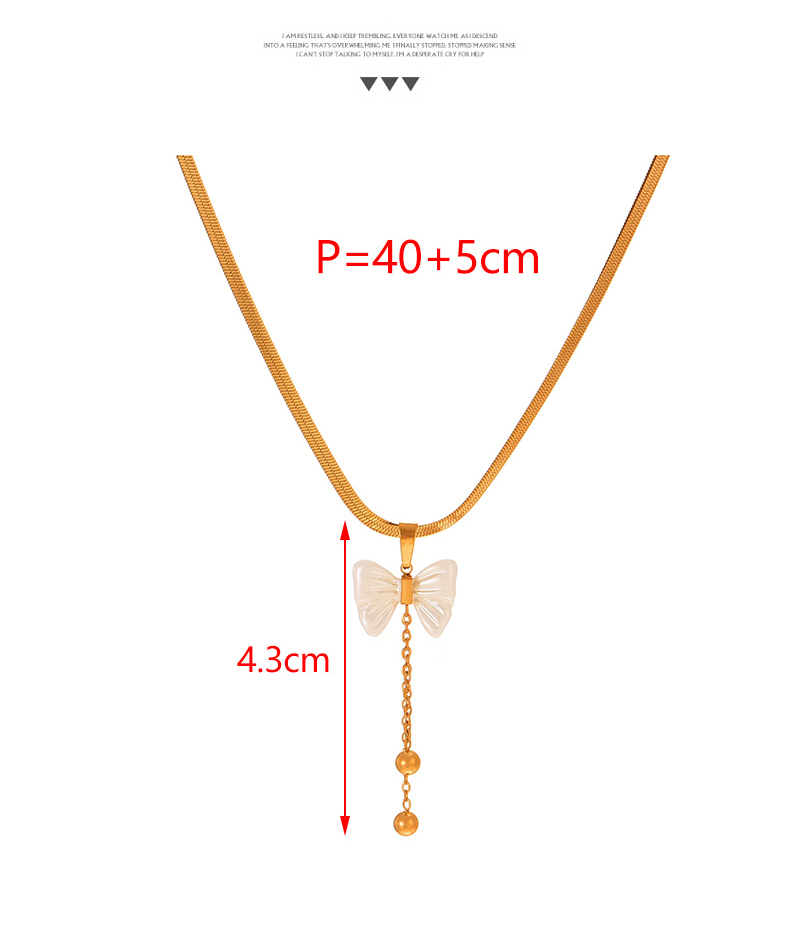 Fashion Gold Titanium Steel Bow Shell Pendant Tassel Beads Snake Bone Chain Necklace,Necklaces