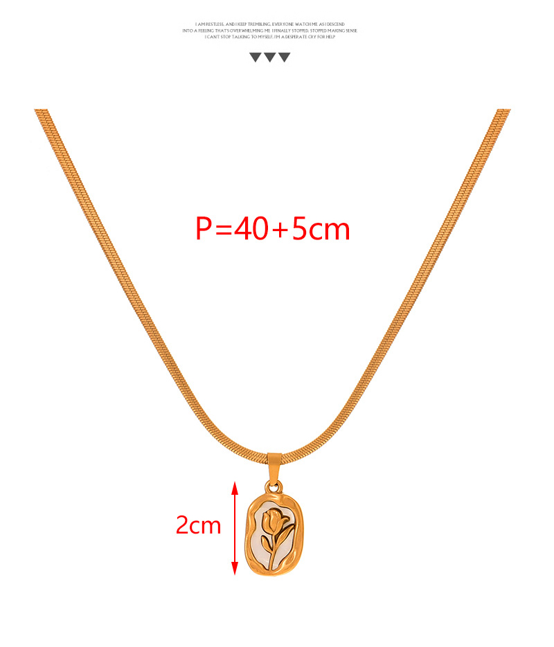 Fashion Gold Titanium Steel Shell Flower Pendant Snake Bone Chain Necklace,Necklaces
