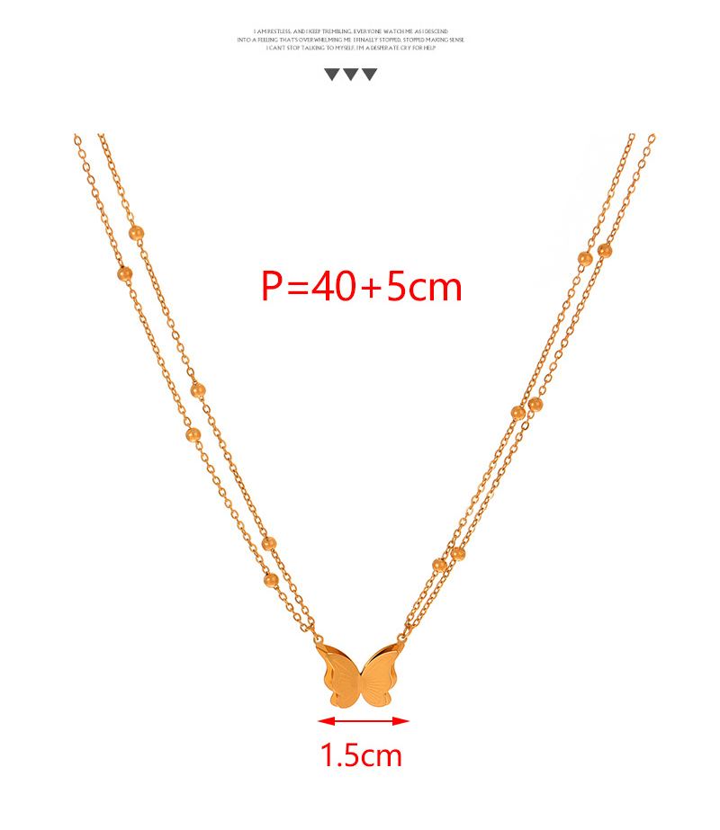Fashion Gold Titanium Steel Double Layer Butterfly Bead Necklace,Necklaces