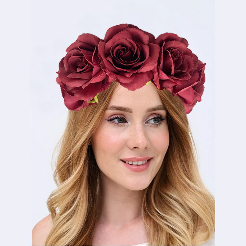 Fashion 6 Dark Red Simulated Fabric Flower Headband,Head Band