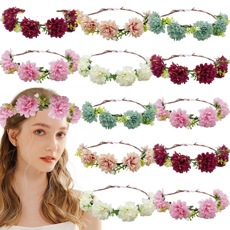 Fashion 5 Champagne Color Simulated Fabric Flower Garland,Hairpins