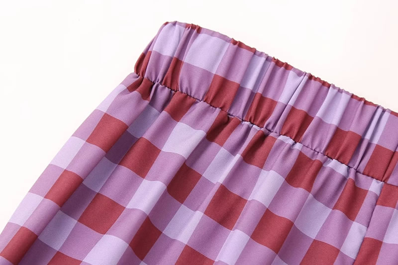 Fashion Lattice Polyester Checked Trousers,Pants