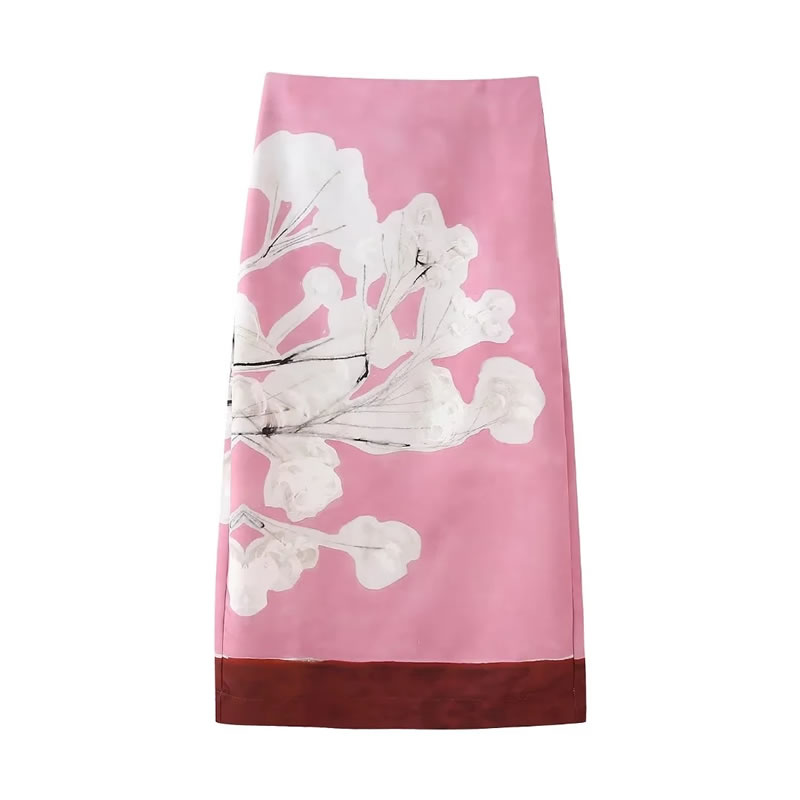Fashion Pink Blend Print Skirt,Skirts