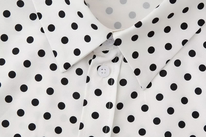 Fashion Print Color Polyester Polka Dot Lapel Printed Shirt,Blouses