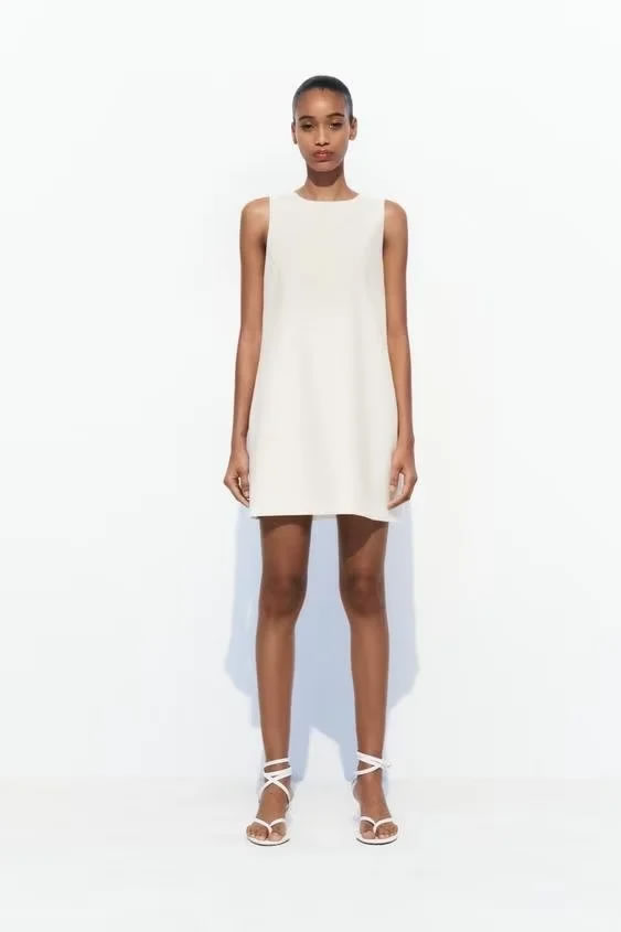Fashion White Polyester Round Neck Skirt,Mini & Short Dresses