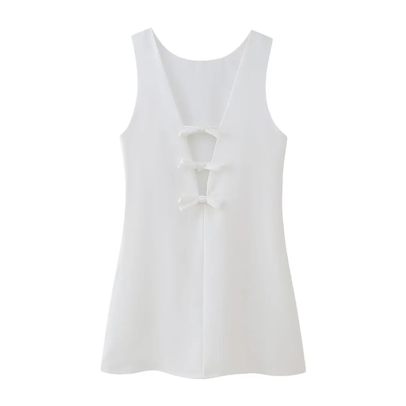 Fashion White Polyester Round Neck Skirt,Mini & Short Dresses