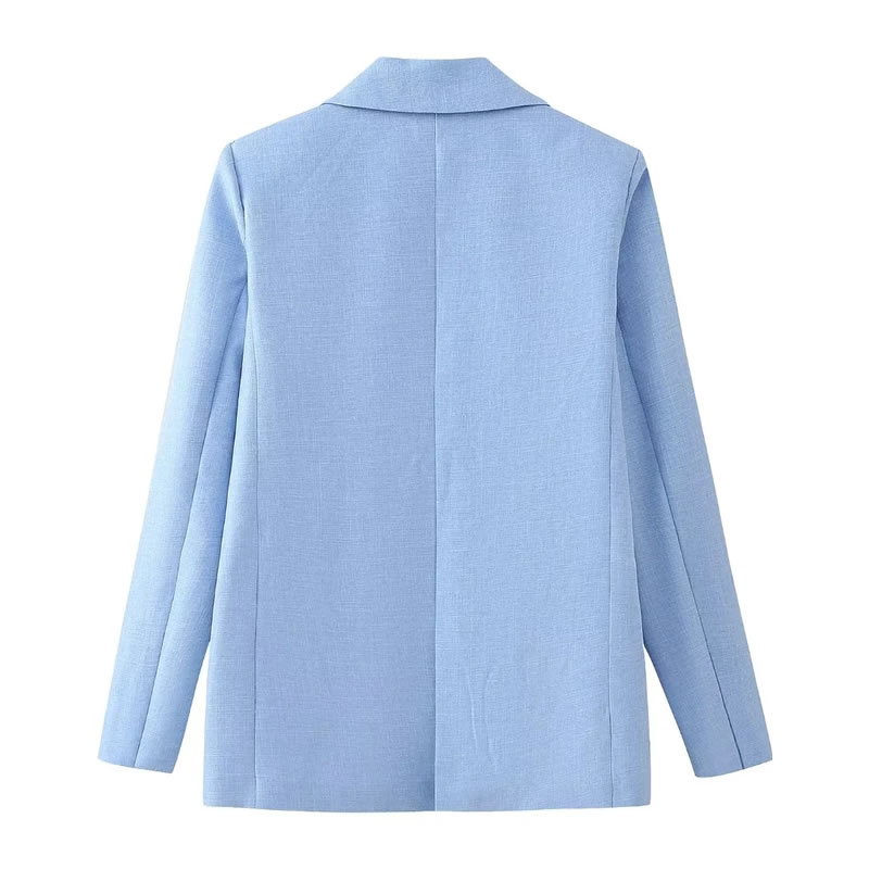 Fashion Blue Polyester Double-breasted Blazer,Suits