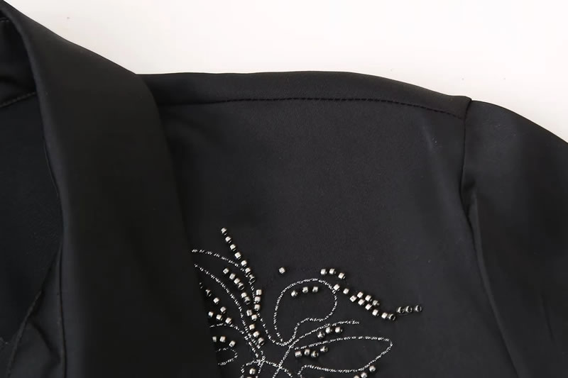 Fashion Black Polyester Printed Lapel Shirt,Blouses