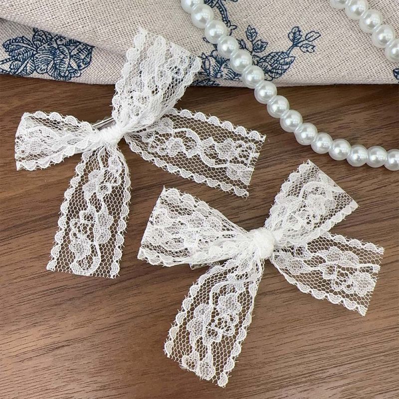 Fashion White Lace Bow Hairpin,Hairpins